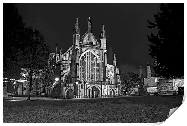 Winchester Cathedral at night Print by Darren Willmin
