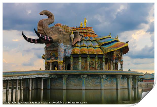 Hor Thep Wittayakom- The Elephant Temple Print by Annette Johnson
