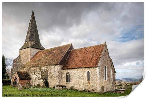 Ancient Beauty: St. Mary's Church in Hinxhill Print by Jeremy Sage