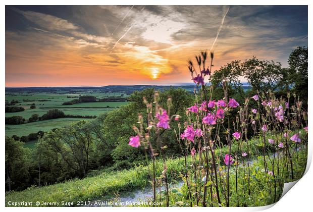 Majestic Sunset Overlooking Wye Downs Print by Jeremy Sage