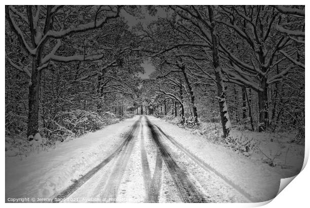 Treacherous Winter Drive Print by Jeremy Sage