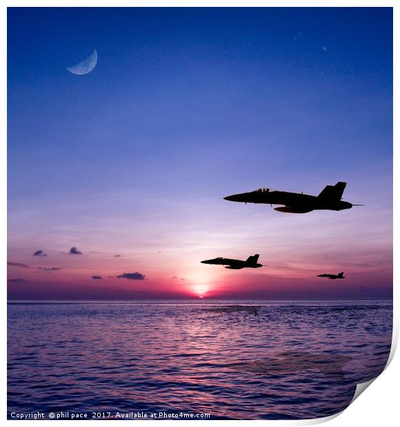 Fighters at sunset Print by phil pace