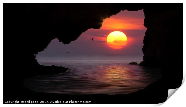 Sunset Cave Print by phil pace