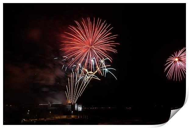 Fireworks over Portstewart Print by Marc Lawrence