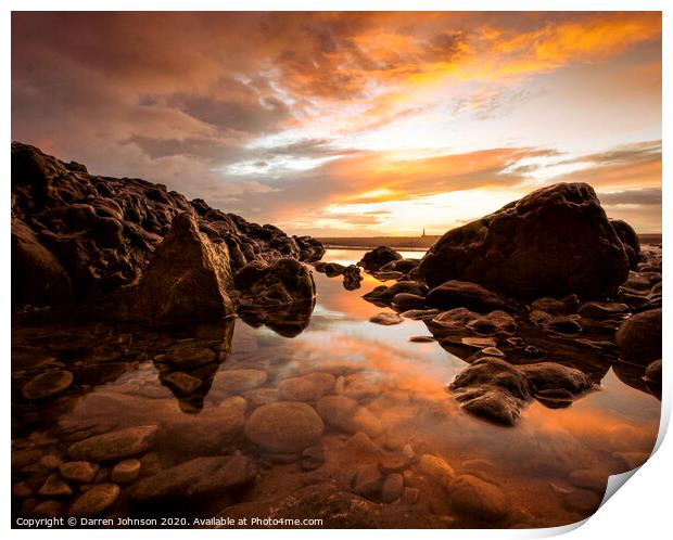 Sunderland Rock pool sunrise Print by Darren Johnson