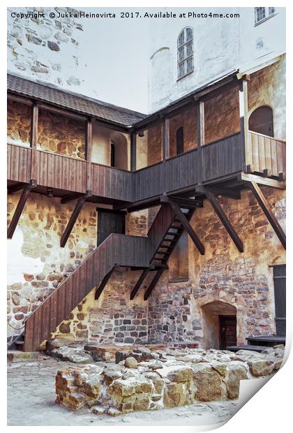 Wooden Stairs At The Turku Castle Print by Jukka Heinovirta