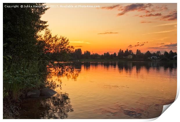 Sunset By The River Kemijoki Print by Jukka Heinovirta