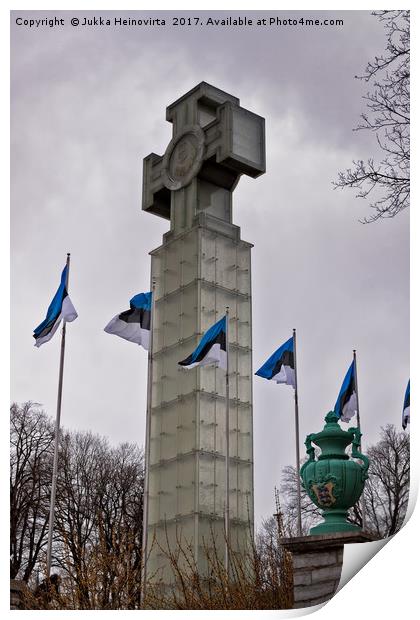 Cross On The Freedom Square Print by Jukka Heinovirta