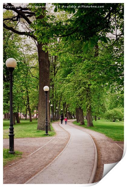 Walking At The Kadriorg Park Print by Jukka Heinovirta