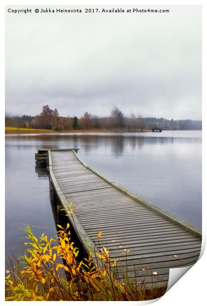 Pier And A Boat House Print by Jukka Heinovirta