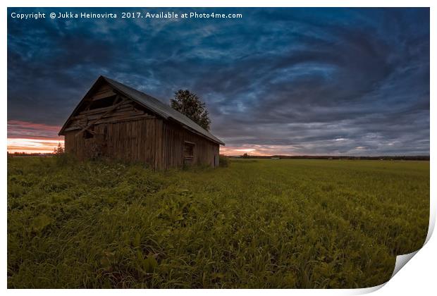 Old Barn House Under The Dramatic Summer Skies Print by Jukka Heinovirta