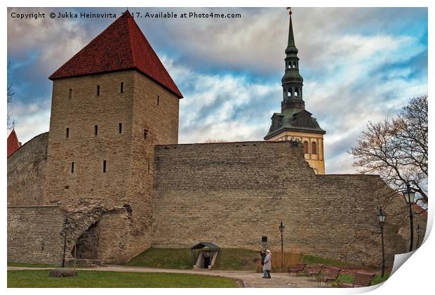 Tourists At The Old Town Of Tallinn Print by Jukka Heinovirta