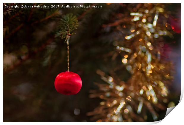 Tiny Bauble On A Christmas Tree Print by Jukka Heinovirta