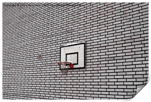 Basketball Hoop On A Brick Wall Print by Jukka Heinovirta