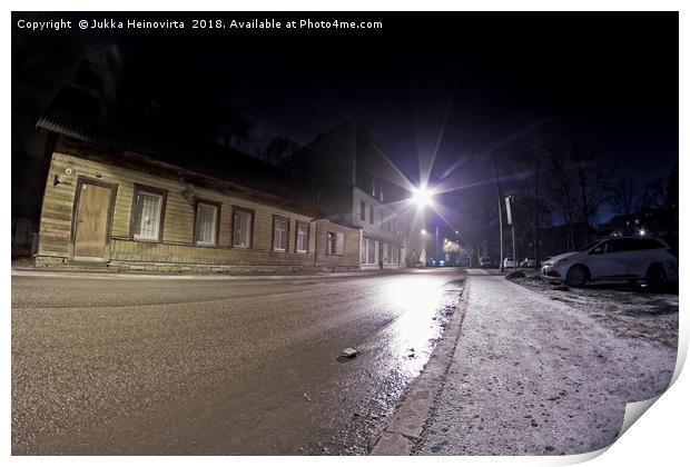 Winter Night In The City Print by Jukka Heinovirta