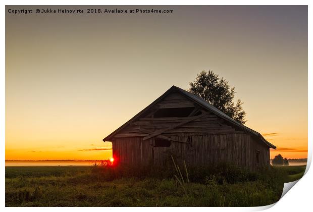 Midsummer Sunset Behind A Barn House Print by Jukka Heinovirta