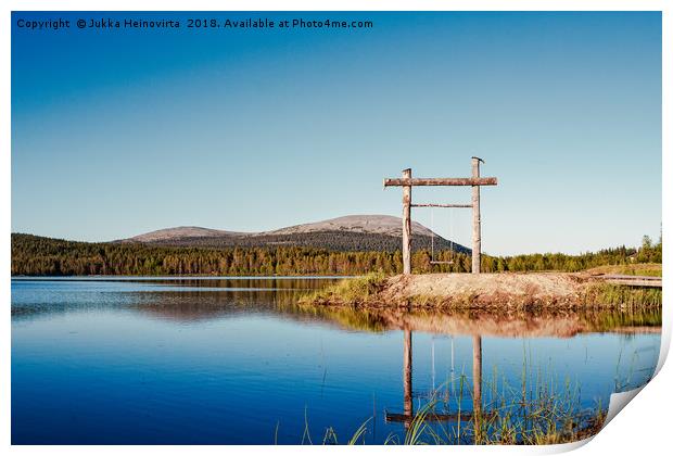 Summer Evening By A Lake Print by Jukka Heinovirta