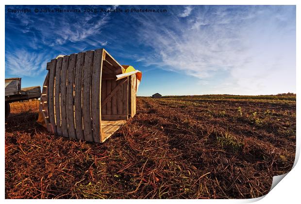 Wooden Crate On The Autumn Fields Print by Jukka Heinovirta