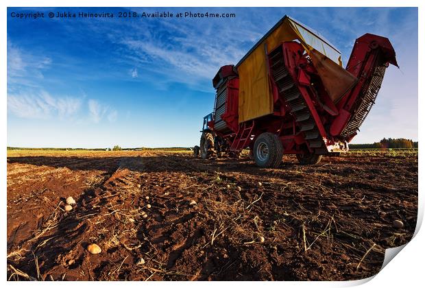 Potato Harvester On The Autumn Fields Print by Jukka Heinovirta