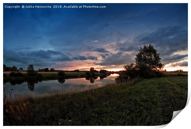 Autumn Sunset By The River Print by Jukka Heinovirta