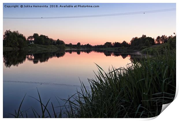 Sunset Over The Misty River Print by Jukka Heinovirta