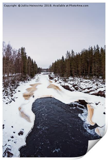 Waves In The Freezing River Print by Jukka Heinovirta