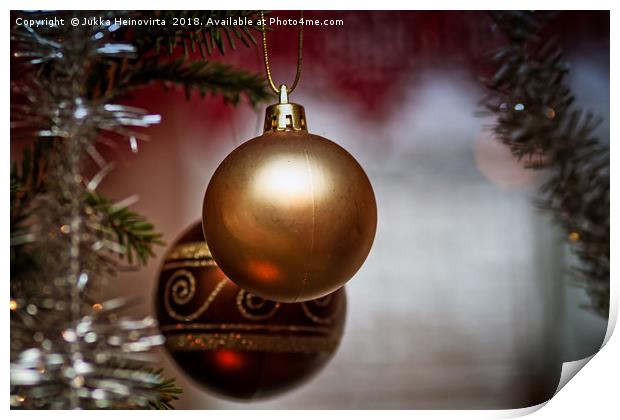 Two Baubles On A Christmas Tree Print by Jukka Heinovirta