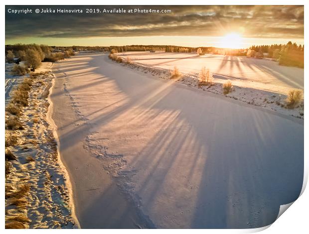 Winter Morning On The River Print by Jukka Heinovirta
