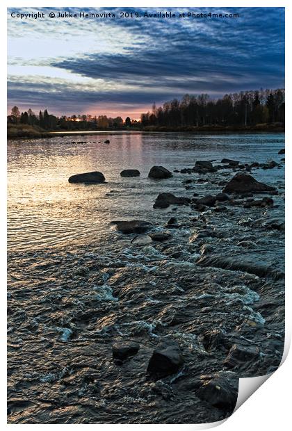 Dramatic Sky Over The Rapids Print by Jukka Heinovirta