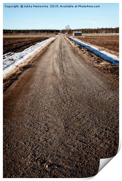 Gravel Road By The Barn House Print by Jukka Heinovirta