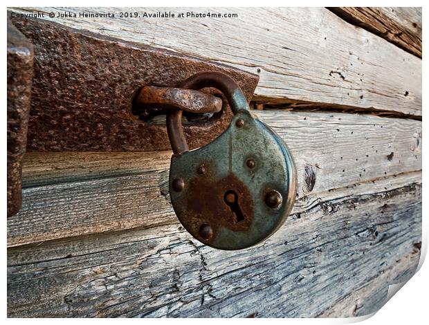 Old Lock On A Wooden Door Print by Jukka Heinovirta