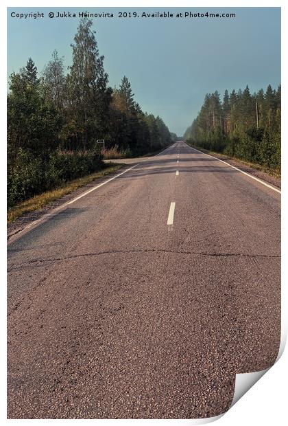 Empty Road On A Misty Morning Print by Jukka Heinovirta