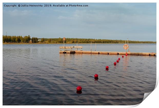 Pier And Buoys On The Lake Print by Jukka Heinovirta