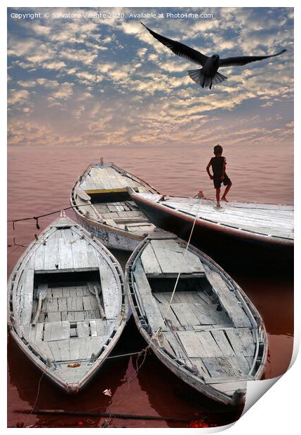 Volo sul Gange Print by Salvatore Valente