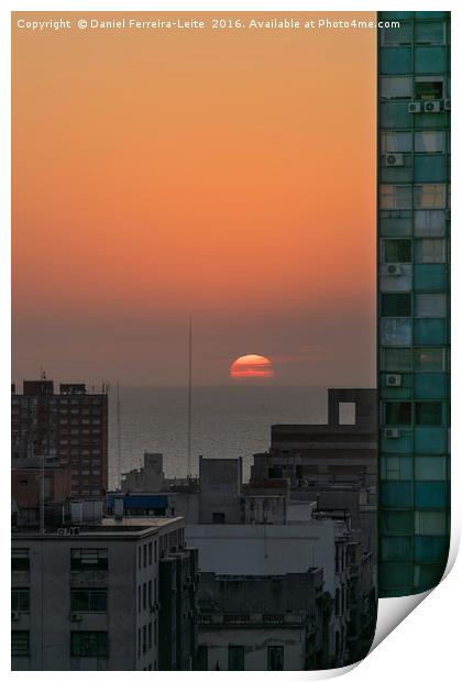 Aerial View of Sunset at the River in Montevideo U Print by Daniel Ferreira-Leite