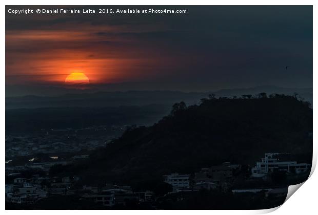 Guayaquil Aerial Landscape Sunset Scene Print by Daniel Ferreira-Leite