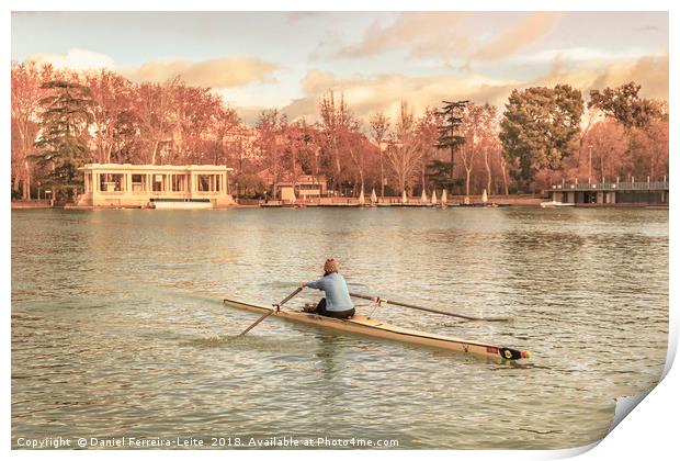 Woman Rowing at Del Retiro Park, Madrid, Spain Print by Daniel Ferreira-Leite