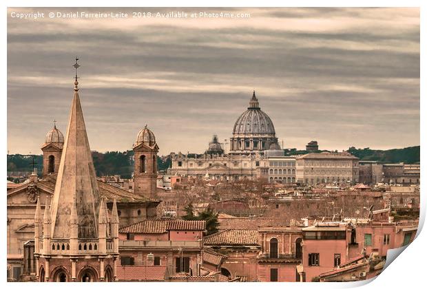 Rome Aerial View From Pincio Viewpoint Print by Daniel Ferreira-Leite