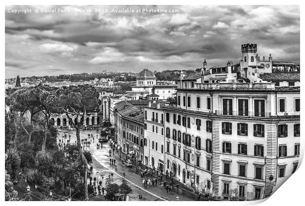 Rome Aerial Cityscape View From Campidoglio Print by Daniel Ferreira-Leite