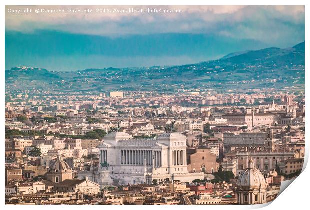 Rome Aerial View at Saint Peter Basilica Viewpoint Print by Daniel Ferreira-Leite