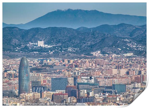 Aerial View Barcelona City, Spain Print by Daniel Ferreira-Leite