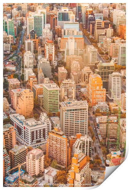 Santiago de Chile Aerial View from San Cristobal H Print by Daniel Ferreira-Leite