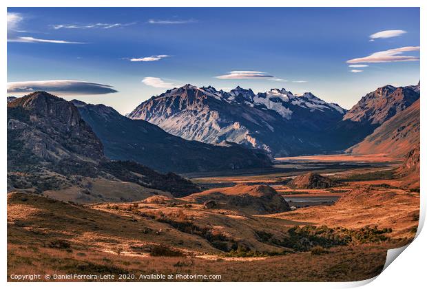 Meadow and Mountinas. Patagonia, Argentina Print by Daniel Ferreira-Leite