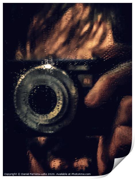 Man Covering His Face with a Camera Print by Daniel Ferreira-Leite