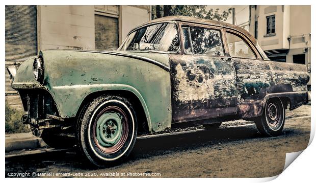 Old Neglected Car Parked at Street, Montevideo, Uruguay Print by Daniel Ferreira-Leite