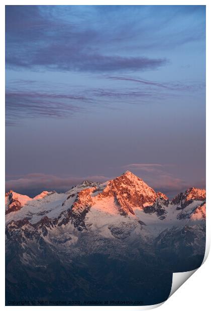 Sunrise in the Alps Print by John Hughes
