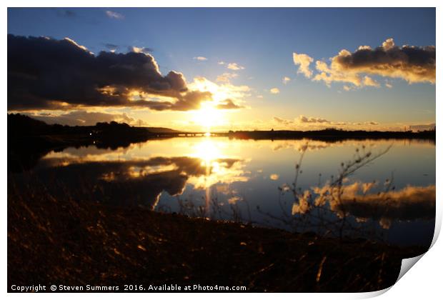 Loughor Estuary Sunset, South Wales Print by Steven Summers