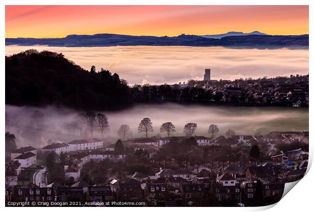 Fog over Lochee Park Dundee Print by Craig Doogan