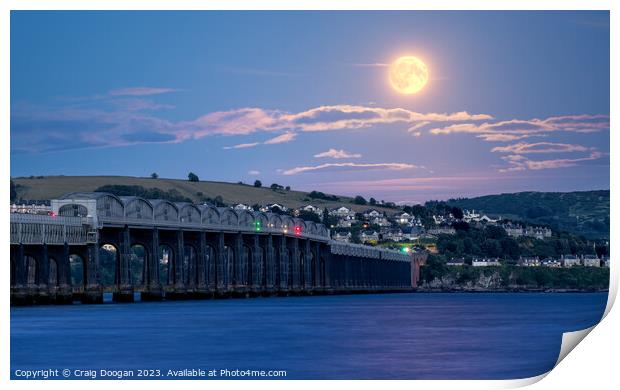 Buck Moon over the Tay Bridge  Print by Craig Doogan