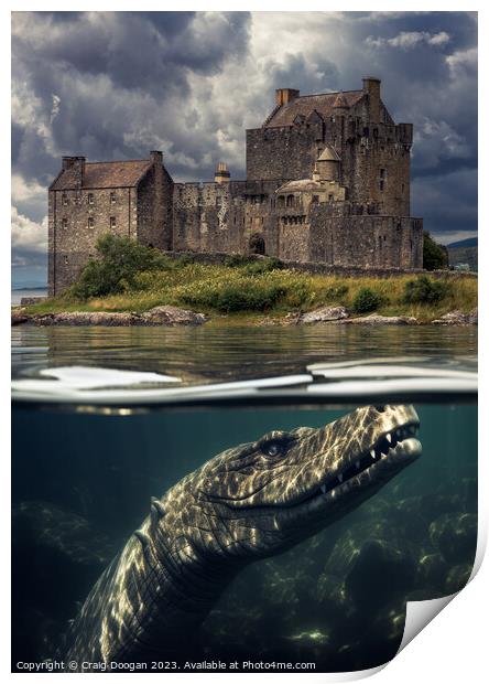 Loch Ness Monster visits Eilean Donan Print by Craig Doogan